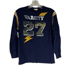 Crazy 8 T Shirt Boys Blue Varsity Camo Lightening Bolt 27 Long Sleeve L 10-12